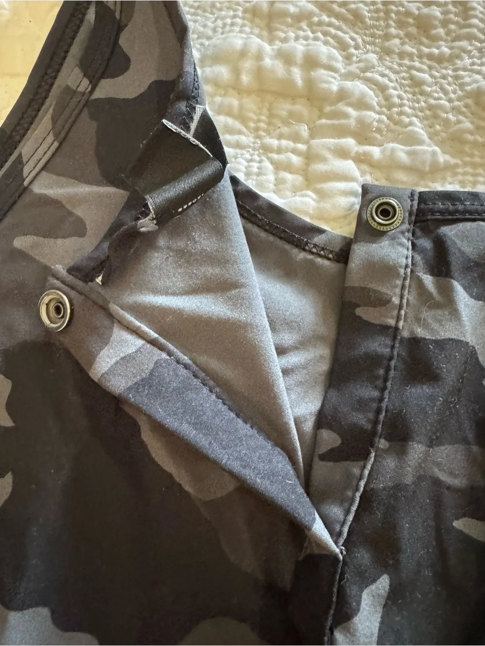 Athleta Girl Black and Charcoal Camo Romper